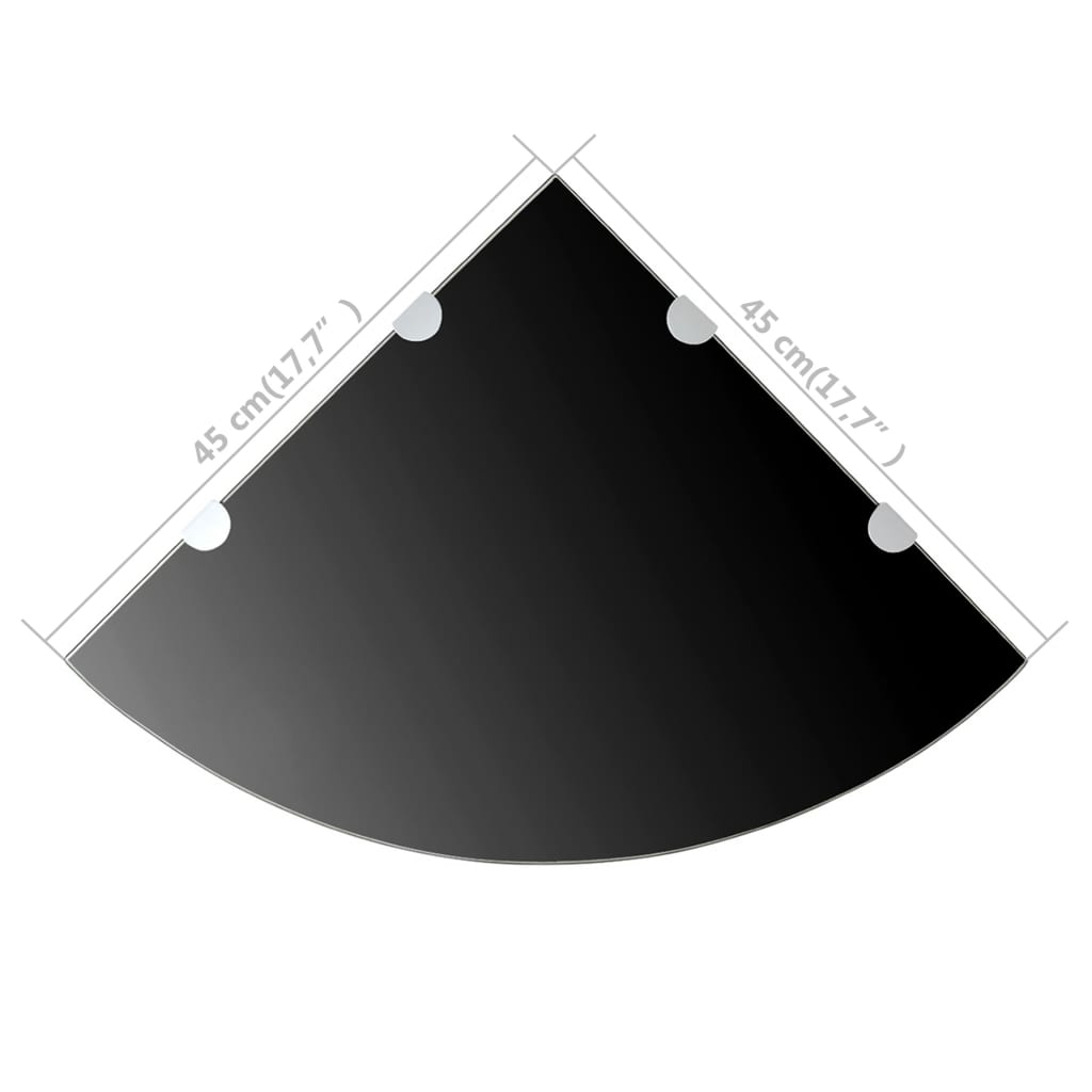 vidaXL Raft de colț cu suporți de crom, sticlă, 45 x 45 cm, negru vidaXL Raft de colț cu suporți de crom, sticlă, 45 x 45 cm, negru