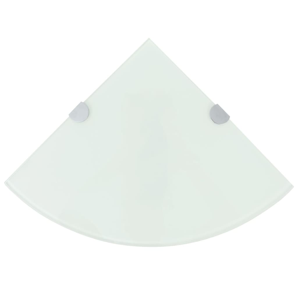 vidaXL Raft de colț cu suporți din crom, sticlă, 25 x 25 cm vidaXL Raft de colț cu suporți din crom, sticlă, 25 x 25 cm