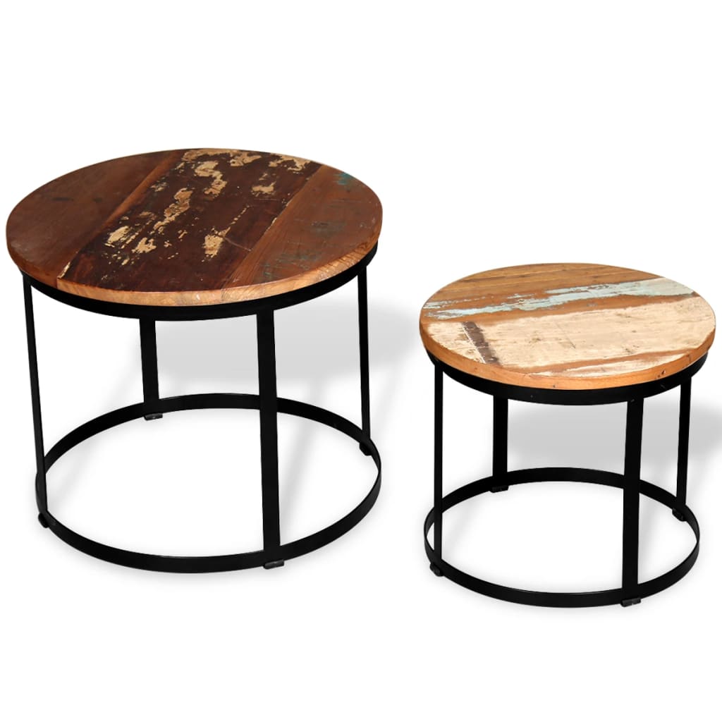 vidaXL Set măsuță cafea 2 piese 40cm/50cm lemn masiv reciclat rotund