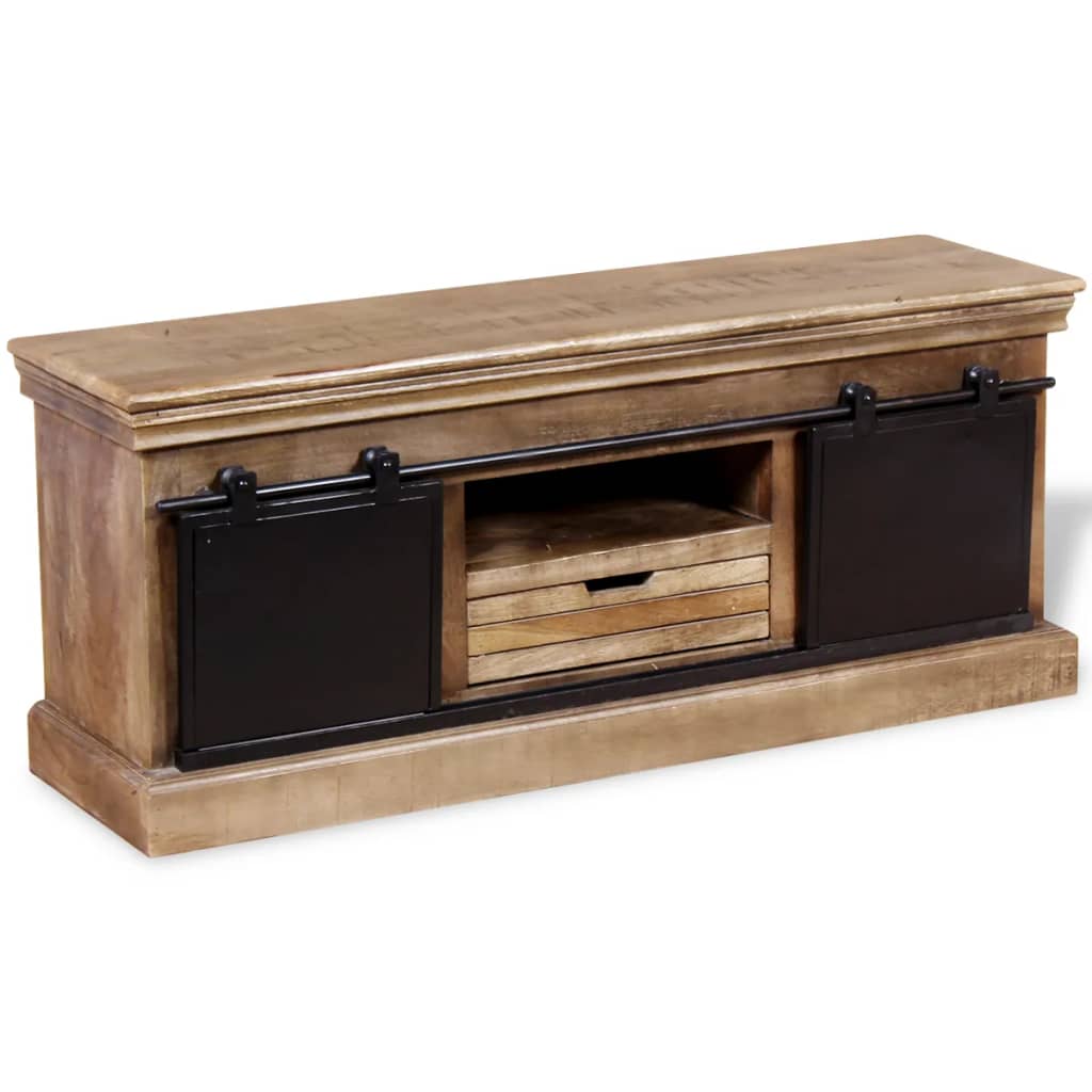 vidaXL Comodă TV cu 2 uși glisante lemn de mango masiv 110x30x45 cm vidaXL Comodă TV cu 2 uși glisante lemn de mango masiv 110x30x45 cm
