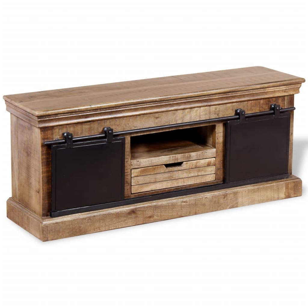 vidaXL Comodă TV cu 2 uși glisante lemn de mango masiv 110x30x45 cm vidaXL Comodă TV cu 2 uși glisante lemn de mango masiv 110x30x45 cm
