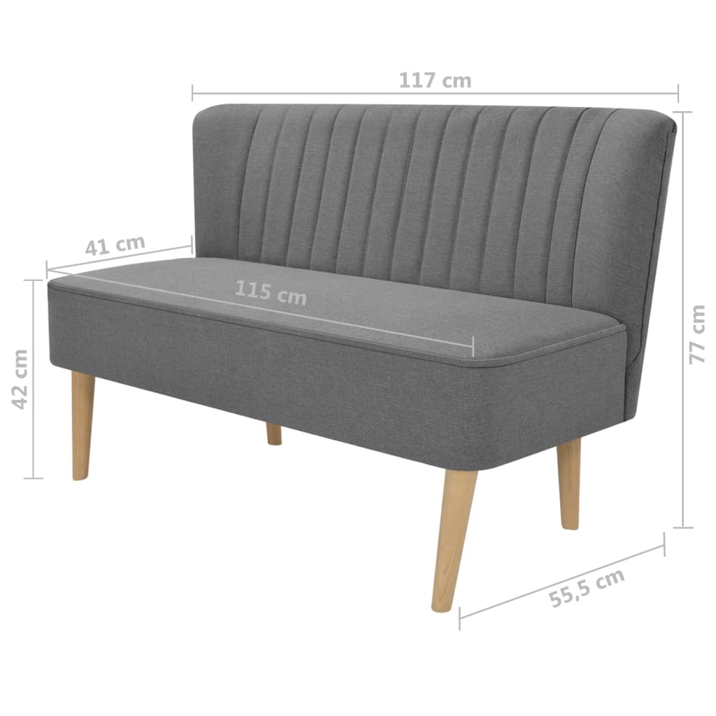 vidaXL Canapea din material textil 117 x 55,5 x 77 cm, gri deschis vidaXL Canapea din material textil 117 x 55,5 x 77 cm, gri deschis