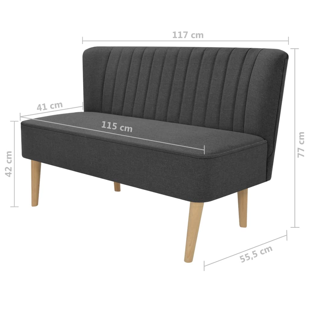 vidaXL Canapea din material textil, 117 x 55,5 x 77 cm, gri închis vidaXL Canapea din material textil, 117 x 55,5 x 77 cm, gri închis
