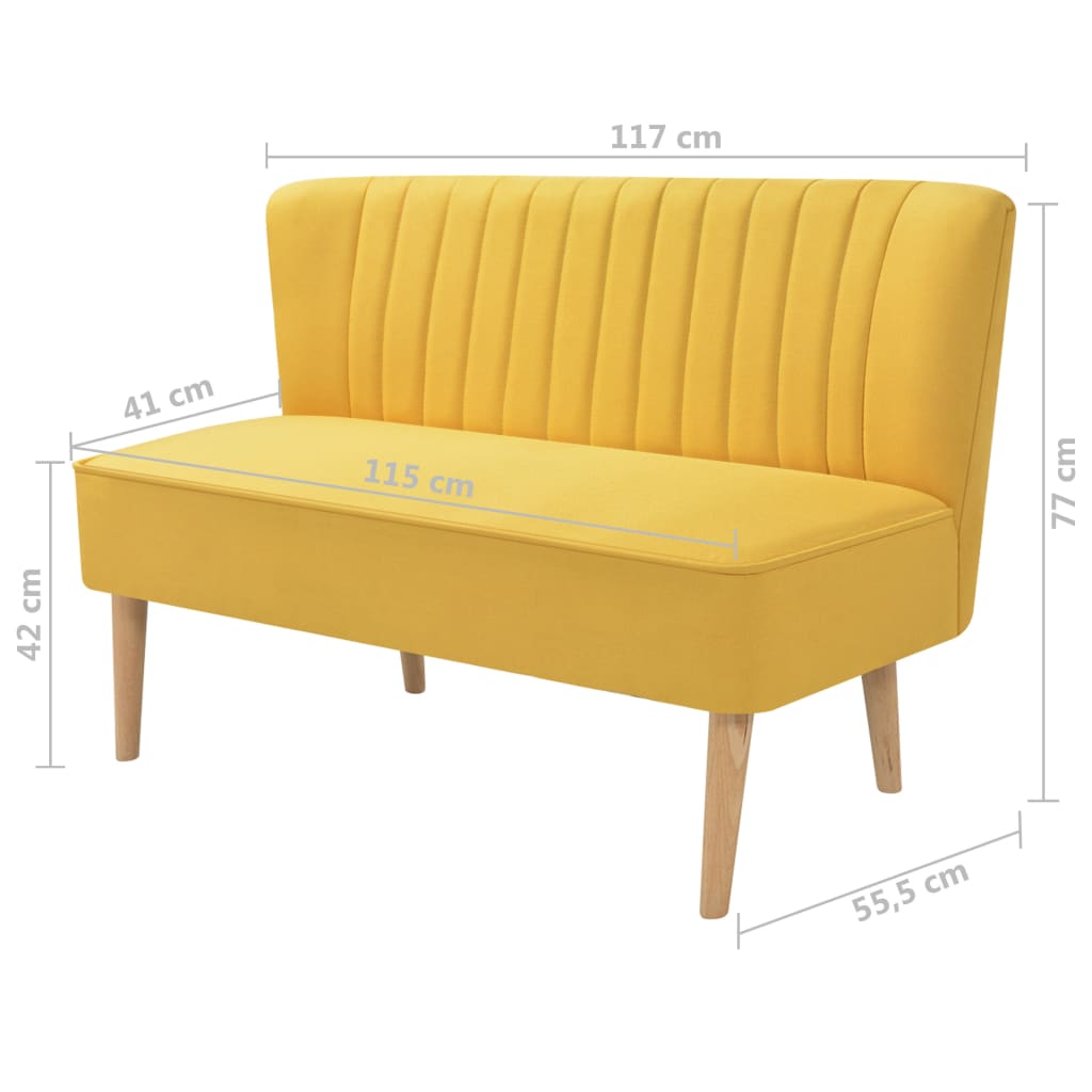 vidaXL Canapea cu material textil, 117 x 55,5 x 77 cm, galben