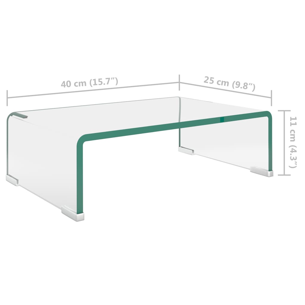 vidaXL Stativ TV/monitor, sticlă transparentă, 40x25x11 cm