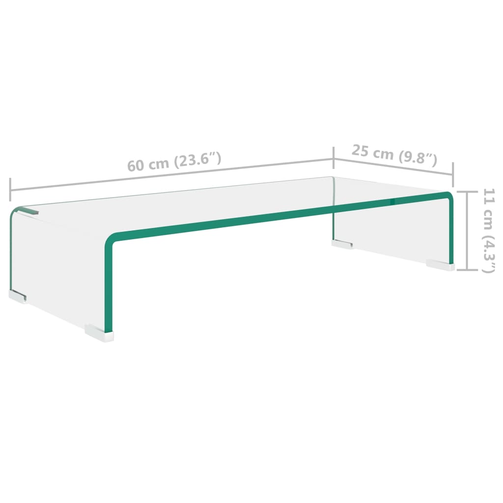 vidaXL Suport TV/monitor din sticlă transparentă, 60 x 25 x 11 cm