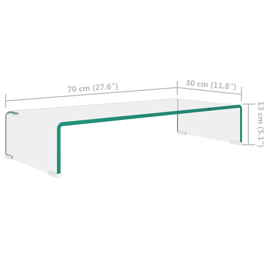vidaXL Stand TV/Suport monitor, sticlă transparentă 70x30x13 cm