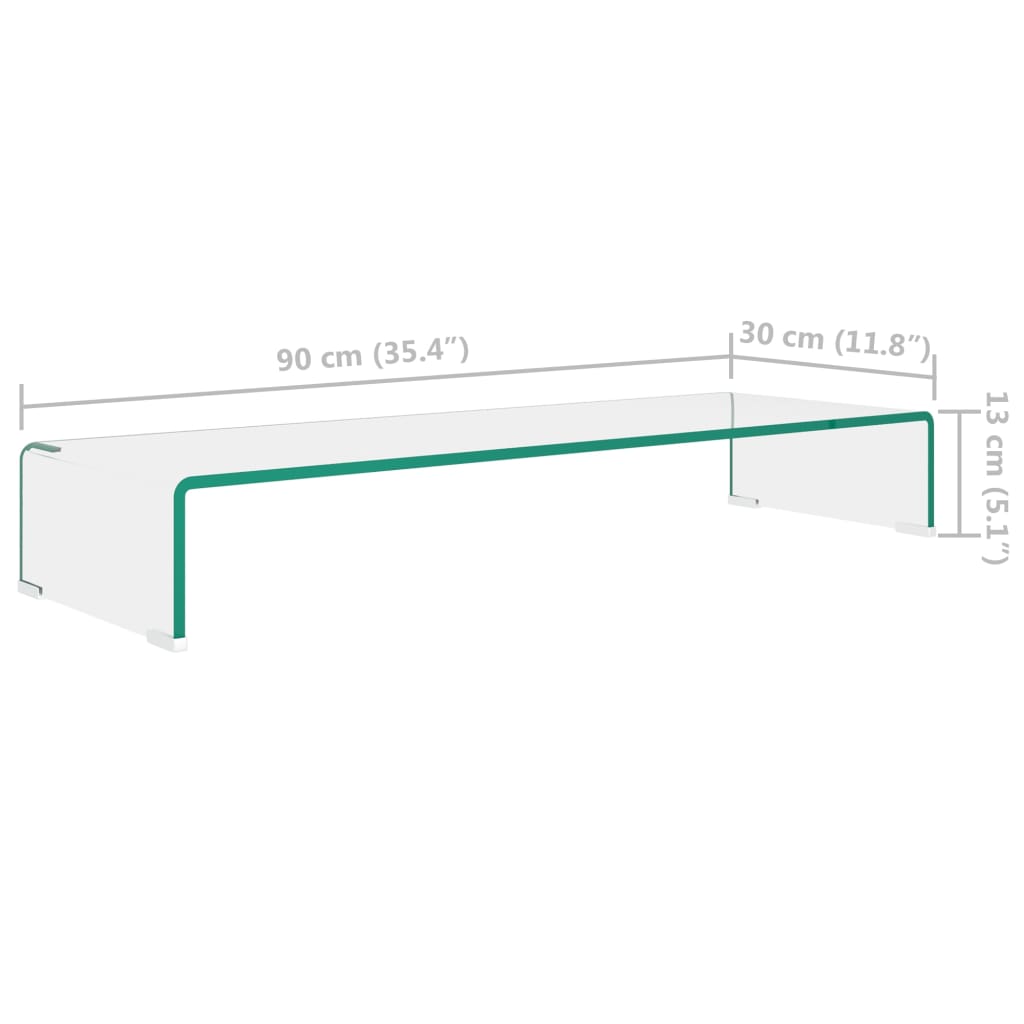 vidaXL Stand TV/Suport monitor sticlă transparentă 90x30x13 cm