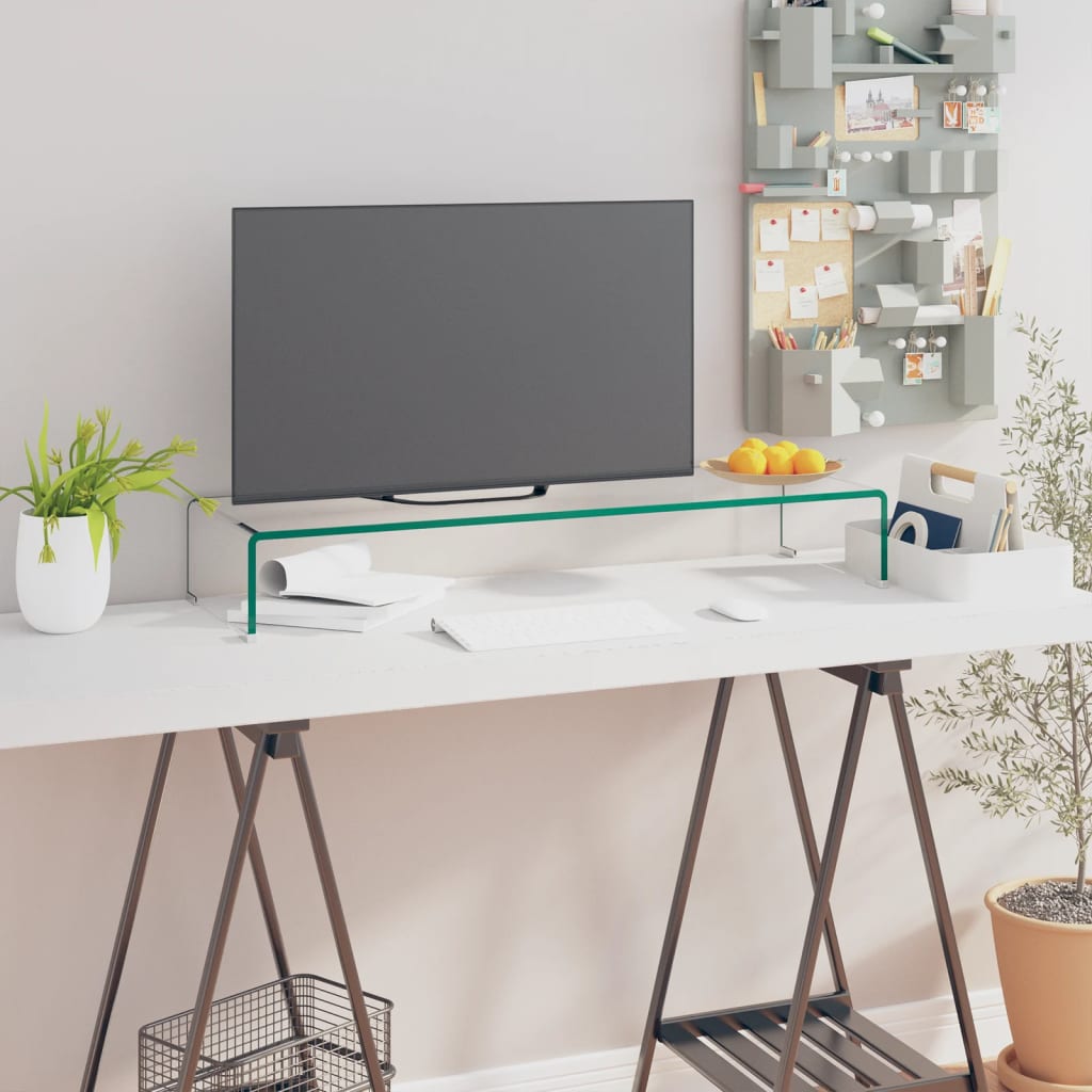vidaXL Stand TV/Suport monitor sticlă transparentă 90x30x13 cm
