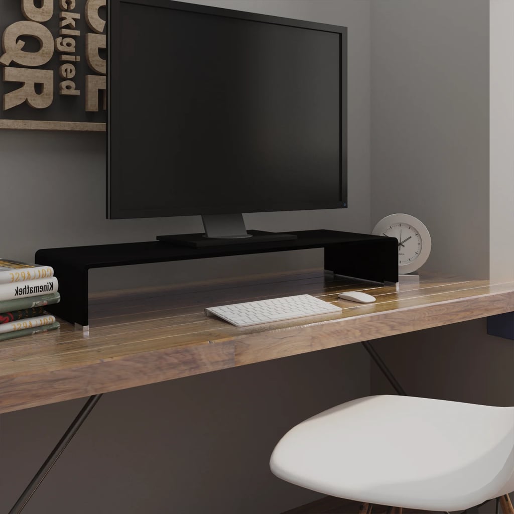 vidaXL Stand TV/Suport monitor sticlă, 90x30x13 cm, negru vidaXL Stand TV/Suport monitor sticlă, 90x30x13 cm, negru