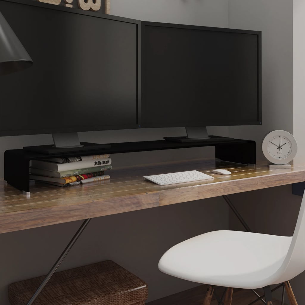 vidaXL Stand TV/Suport monitor sticlă, 120x30x13 cm, negru vidaXL Stand TV/Suport monitor sticlă, 120x30x13 cm, negru