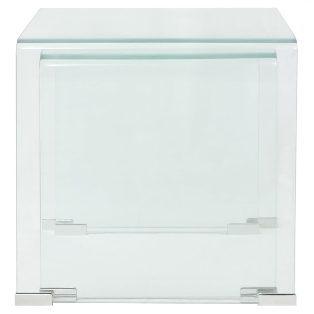vidaXL Set de masă din sticlă securit transparentă, stivuibil, 2 piese