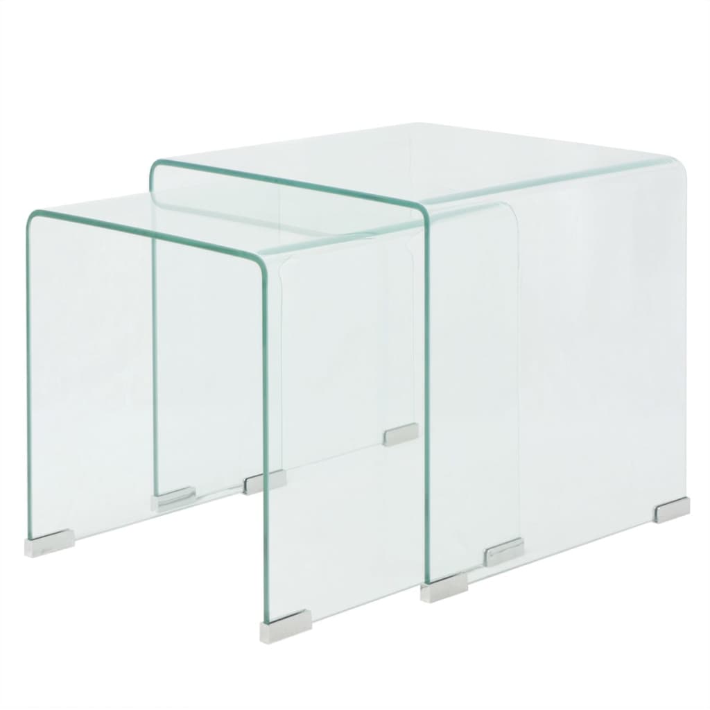 vidaXL Set de masă din sticlă securit transparentă, stivuibil, 2 piese