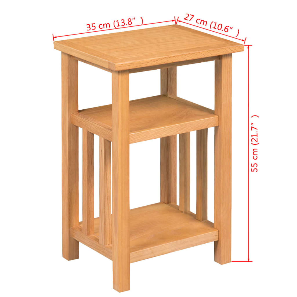 vidaXL Masă de capăt cu raft de reviste, 27 x 35 x 55 cm, stejar masiv vidaXL Masă de capăt cu raft de reviste, 27 x 35 x 55 cm, stejar masiv