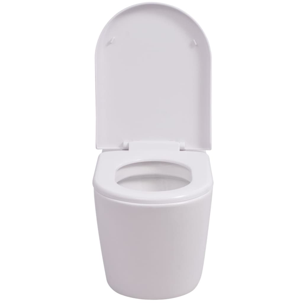 vidaXL Vas toaletă cu montare pe perete, ceramică, alb vidaXL Vas toaletă cu montare pe perete, ceramică, alb