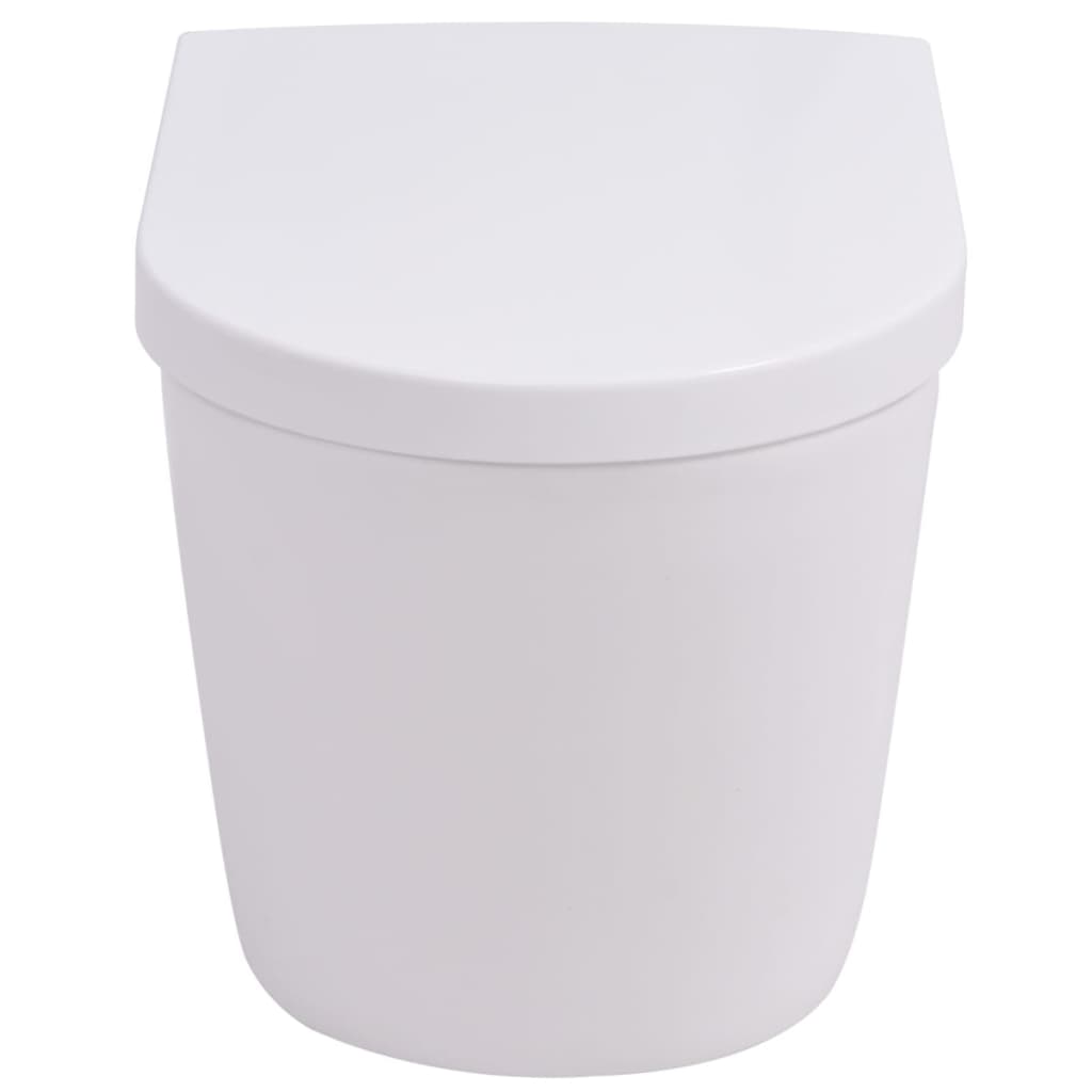 vidaXL Vas toaletă cu montare pe perete, ceramică, alb vidaXL Vas toaletă cu montare pe perete, ceramică, alb