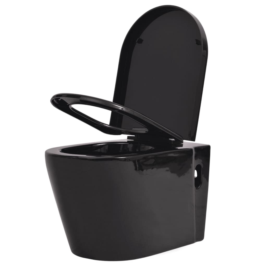 vidaXL Vas toaletă cu montare pe perete, ceramică, negru