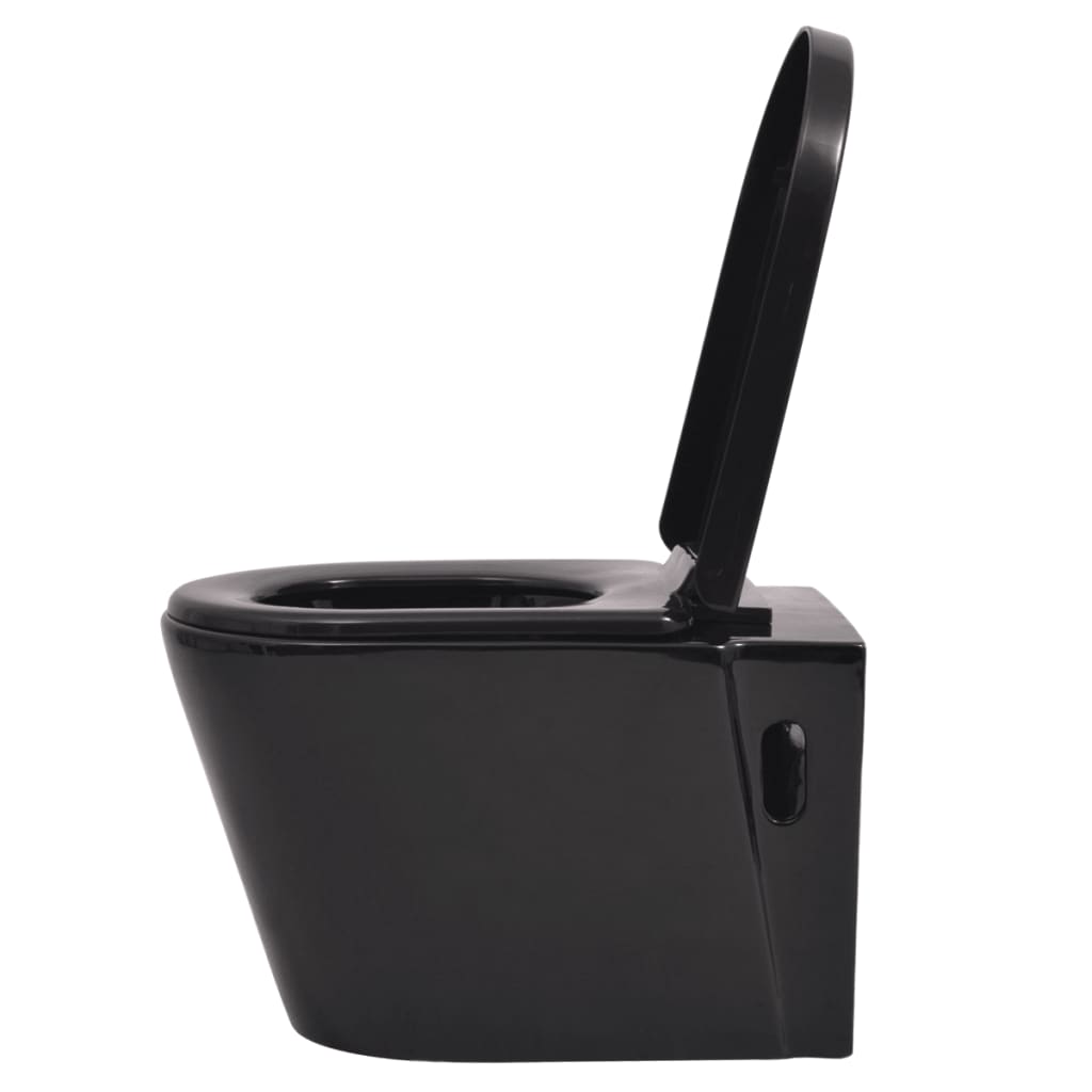 vidaXL Vas toaletă cu montare pe perete, ceramică, negru