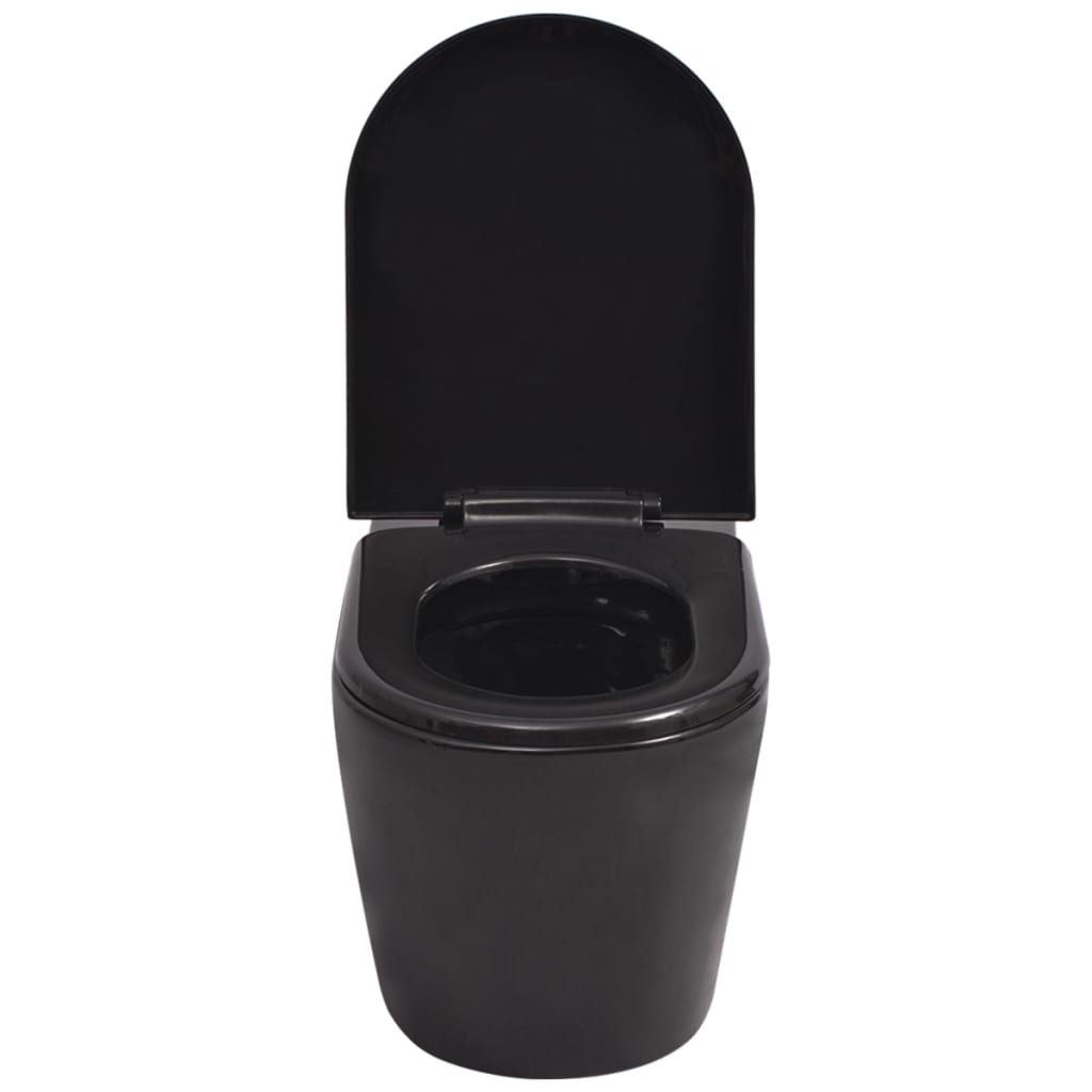 vidaXL Vas toaletă cu montare pe perete, ceramică, negru