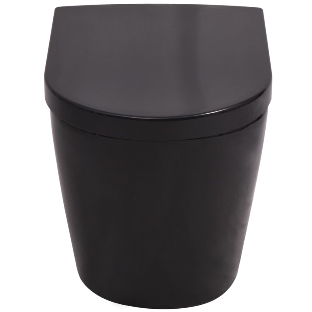 vidaXL Vas toaletă cu montare pe perete, ceramică, negru