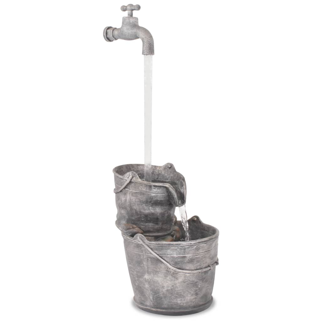 vidaXL Decor cu apă curgătoare, robinet și găleți, polirășină vidaXL Decor cu apă curgătoare, robinet și găleți, polirășină