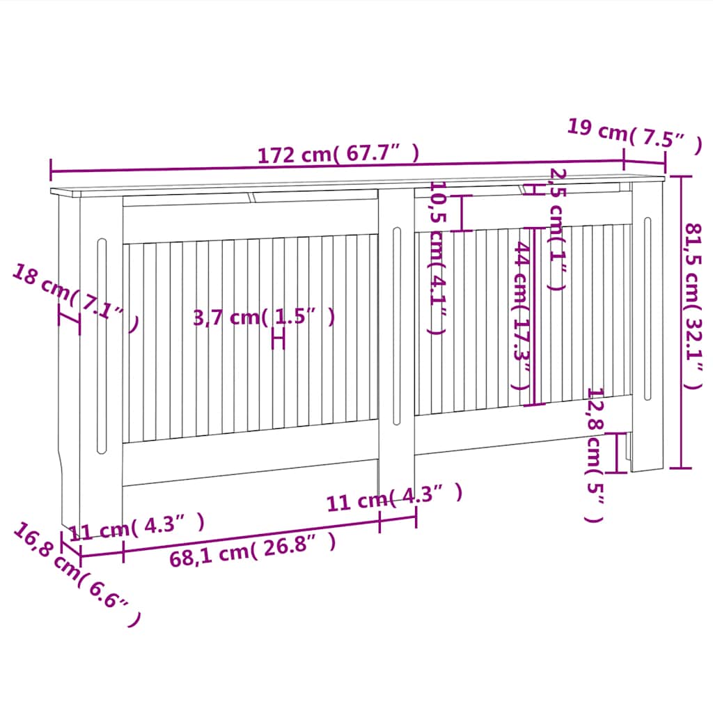 vidaXL Mască pentru calorifer, MDF, 172 cm, alb vidaXL Mască pentru calorifer, MDF, 172 cm, alb