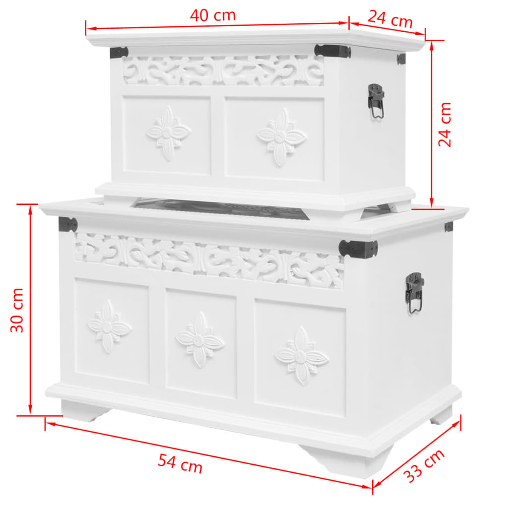 vidaXL Cufăr de depozitare, alb, 2 piese vidaXL Cufăr de depozitare, alb, 2 piese