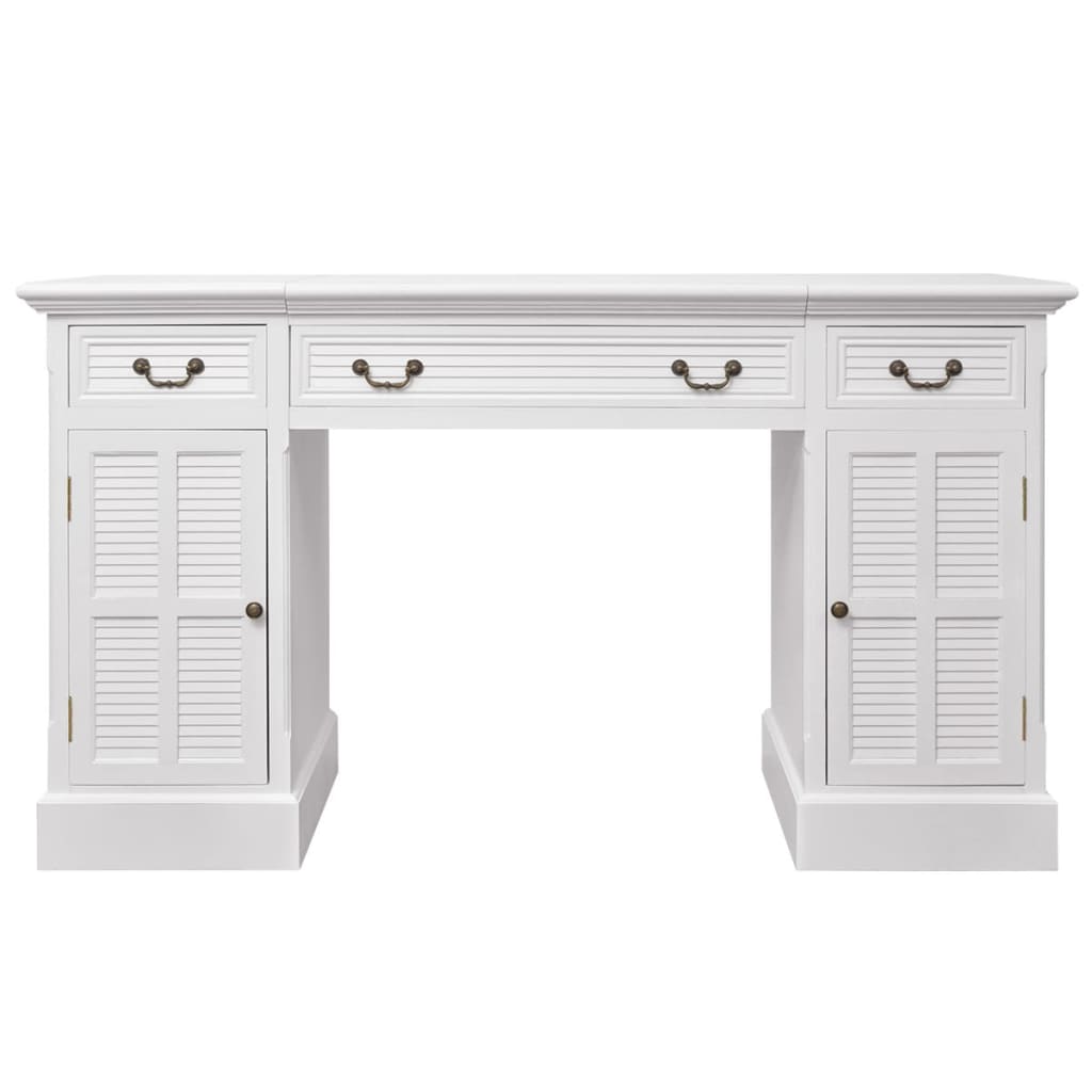 vidaXL Birou dublu cu piedestal, 140 x 48 x 80 cm, alb