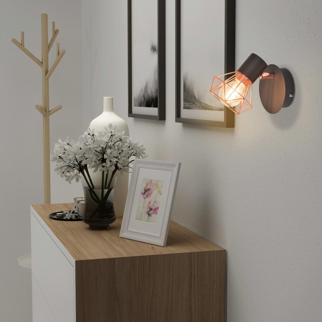 vidaXL Lampă de perete 2 buc, E14, negru și arămiu vidaXL Lampă de perete 2 buc, E14, negru și arămiu