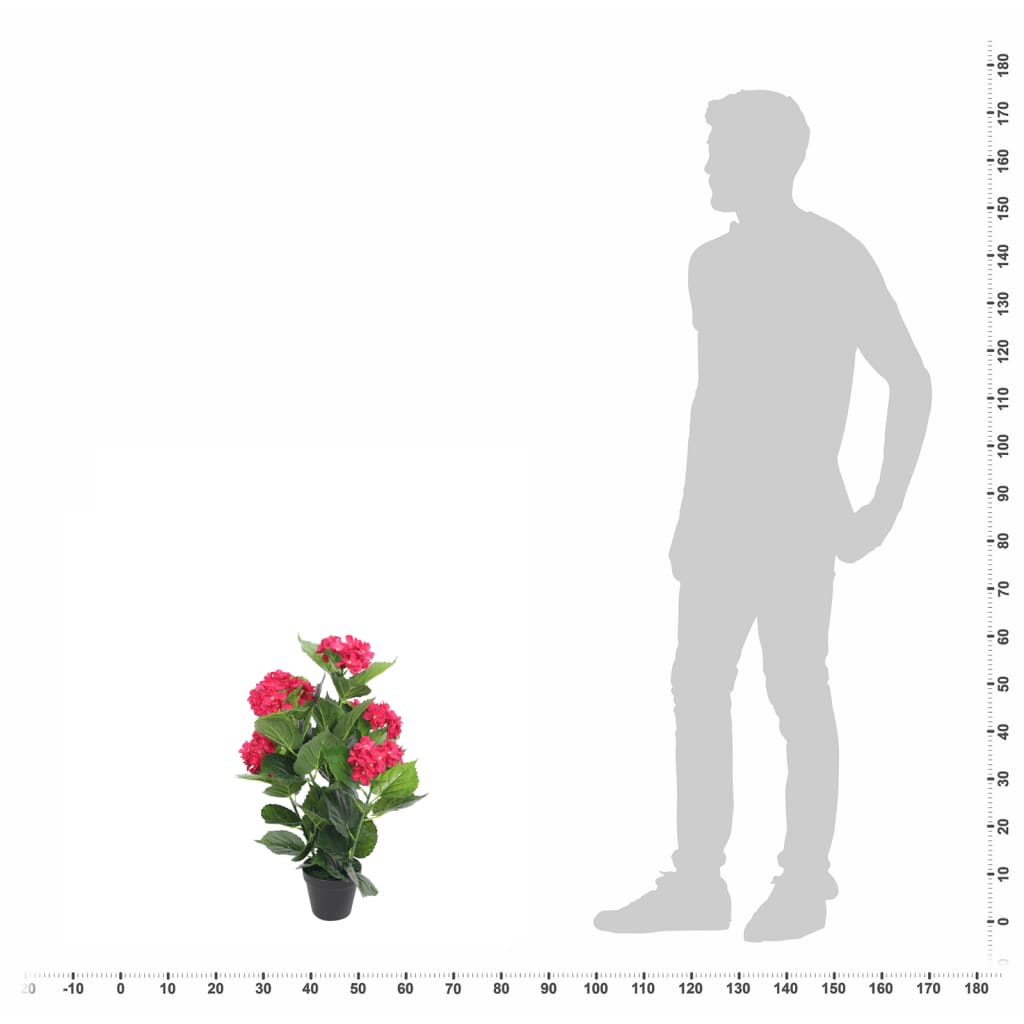 vidaXL Hortensie artificială cu ghiveci 60 cm, roșie vidaXL Hortensie artificială cu ghiveci 60 cm, roșie