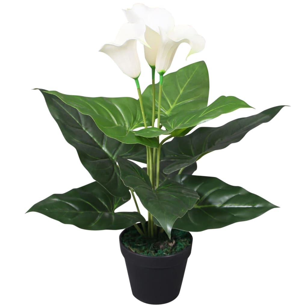 vidaXL Floare de cală crin artificială cu ghiveci, 45 cm, alb vidaXL Floare de cală crin artificială cu ghiveci, 45 cm, alb