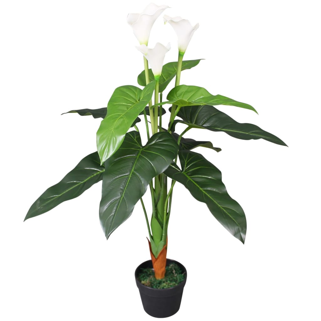 vidaXL Floare de cală crin artificială cu ghiveci, 85 cm, alb vidaXL Floare de cală crin artificială cu ghiveci, 85 cm, alb