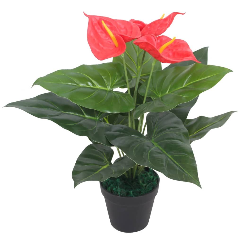 vidaXL Plantă artificială Anthurium cu ghiveci, 45 cm, roșu și galben vidaXL Plantă artificială Anthurium cu ghiveci, 45 cm, roșu și galben