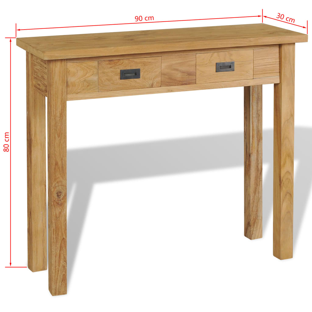 vidaXL Masă consolă din lemn masiv de tec, 90 x 30 x 80 cm vidaXL Masă consolă din lemn masiv de tec, 90 x 30 x 80 cm