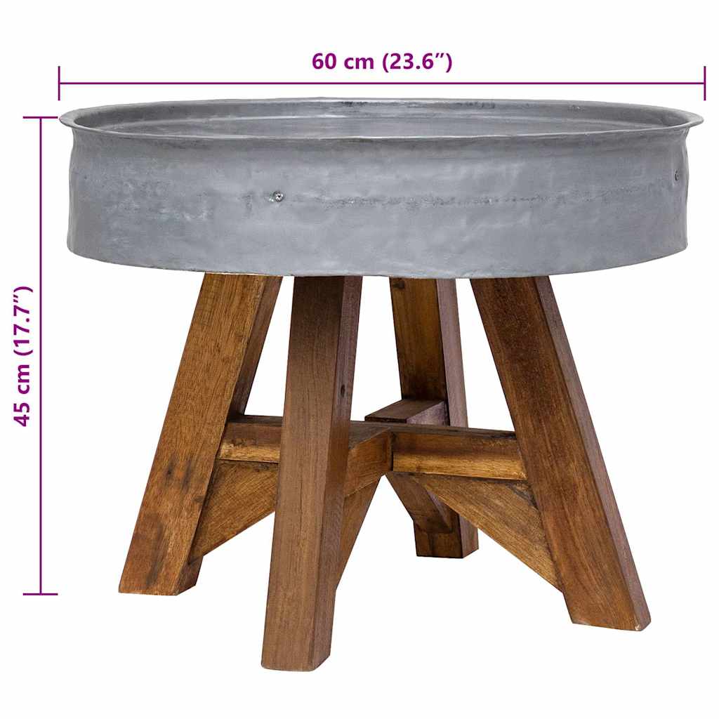 vidaXL Măsuță de cafea, argintiu, 60x45 cm, amestec lemn reciclat vidaXL Măsuță de cafea, argintiu, 60x45 cm, amestec lemn reciclat