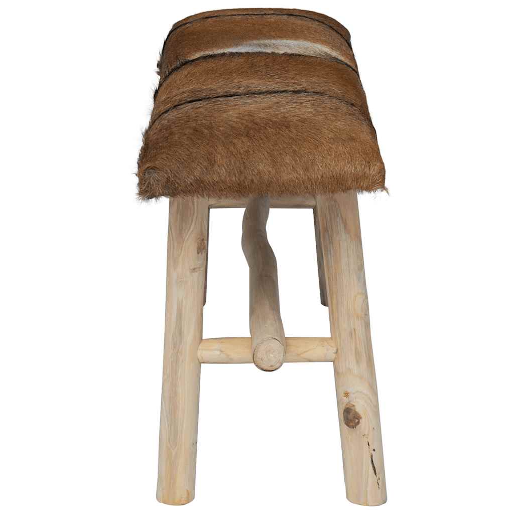 vidaXL Bancă din piele de capră și tec