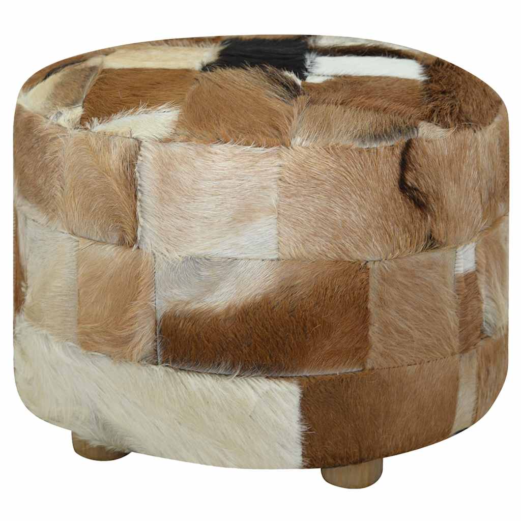 vidaXL Taburet din piele naturală, rotund, 50 x 50 x 45 cm vidaXL Taburet din piele naturală, rotund, 50 x 50 x 45 cm