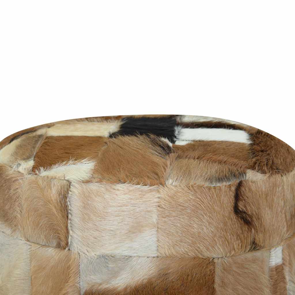 vidaXL Taburet din piele naturală, rotund, 50 x 50 x 45 cm vidaXL Taburet din piele naturală, rotund, 50 x 50 x 45 cm