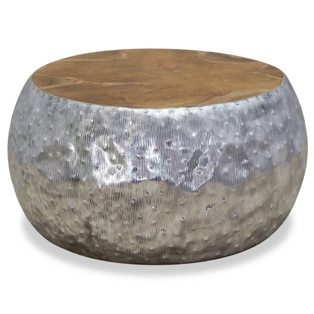 vidaXL Măsuță de cafea din aluminiu și tec, 60 x 60 x 30 cm vidaXL Măsuță de cafea din aluminiu și tec, 60 x 60 x 30 cm