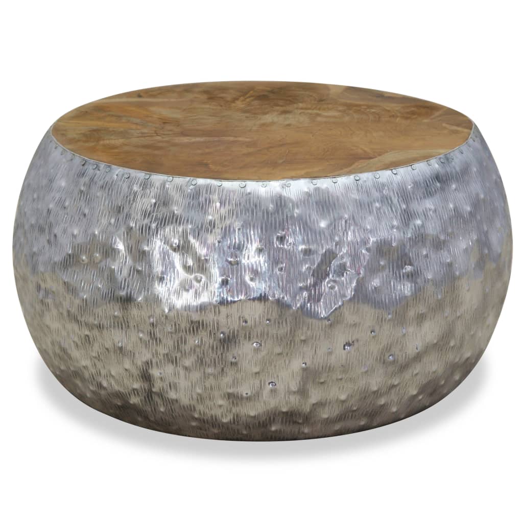 vidaXL Măsuță de cafea din aluminiu și tec, 60 x 60 x 30 cm vidaXL Măsuță de cafea din aluminiu și tec, 60 x 60 x 30 cm