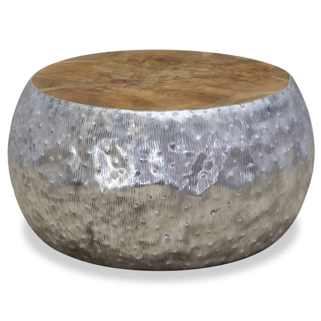 vidaXL Măsuță de cafea din aluminiu și tec, 60 x 60 x 30 cm vidaXL Măsuță de cafea din aluminiu și tec, 60 x 60 x 30 cm
