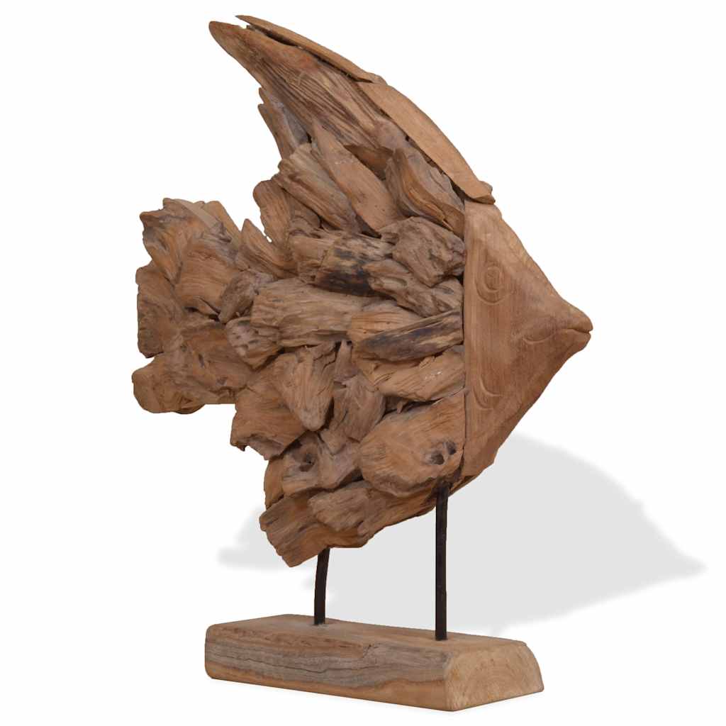 vidaXL Sculptură pește Teak 40x12x57 cm