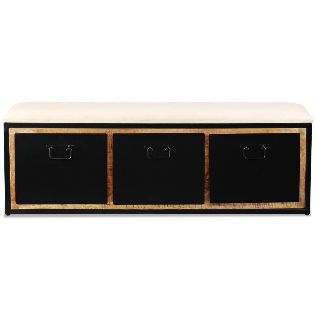 vidaXL Bancă depozitare cu 3 sertare, lemn masiv de mango 120x30x40 cm
