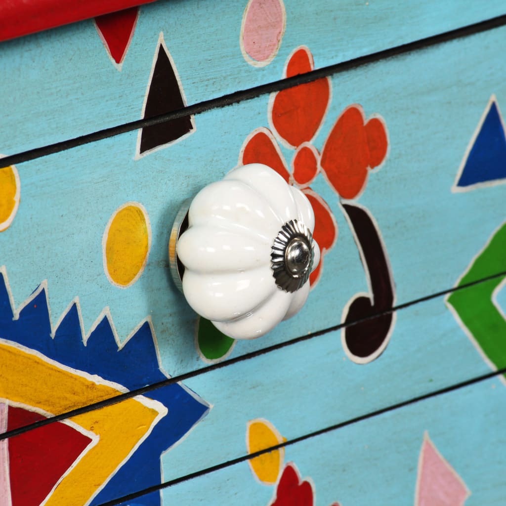 vidaXL Masă consolă, lemn masiv de mango, albastru, pictat manual