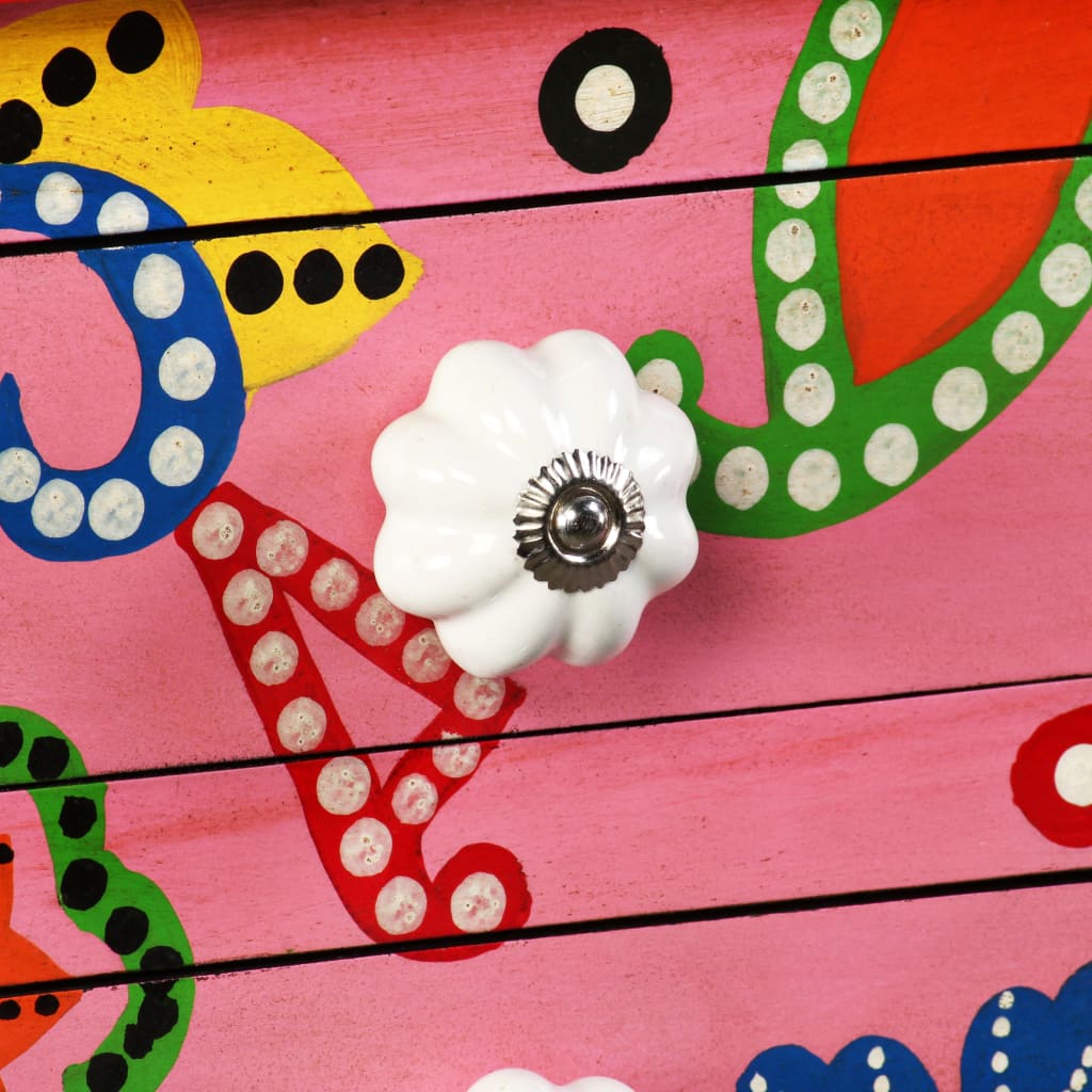 vidaXL Masă consolă, lemn masiv de mango, roz, pictat manual