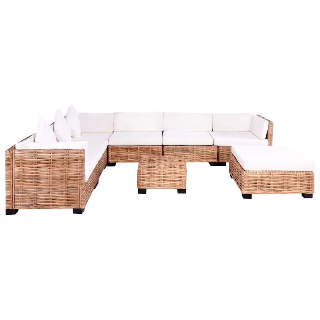 vidaXL Set mobilier cu canapea 27 piese, culoare naturală, ratan vidaXL Set mobilier cu canapea 27 piese, culoare naturală, ratan
