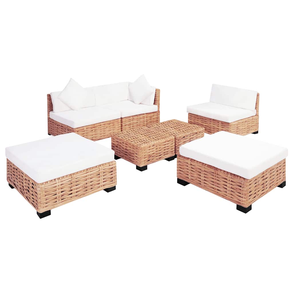vidaXL Set canapea, 18 piese, ratan natural