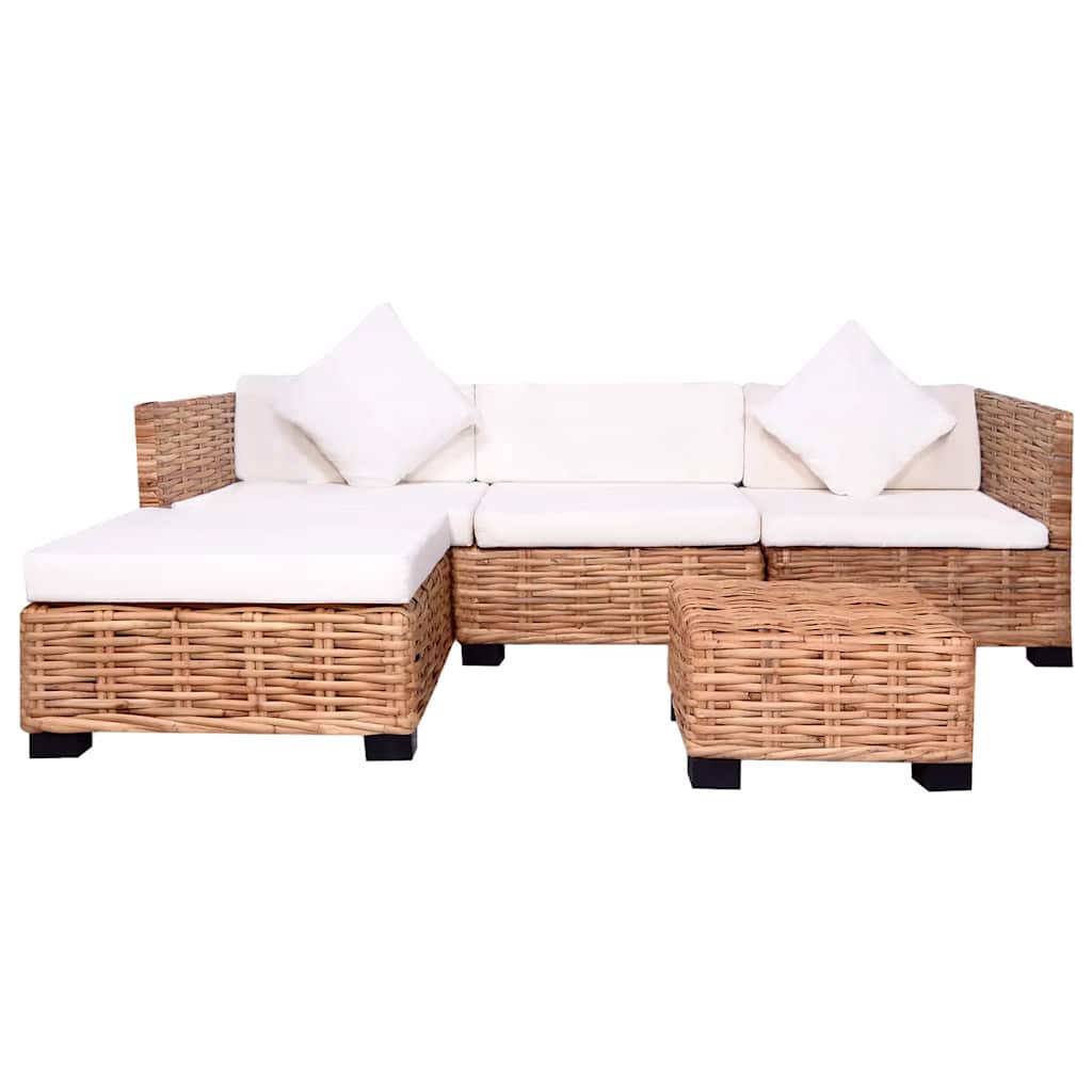 vidaXL Set mobilier cu canapea 14 piese, culoare naturală, ratan vidaXL Set mobilier cu canapea 14 piese, culoare naturală, ratan