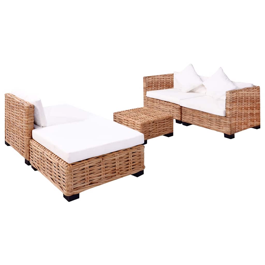 vidaXL Set mobilier cu canapea 14 piese, culoare naturală, ratan vidaXL Set mobilier cu canapea 14 piese, culoare naturală, ratan