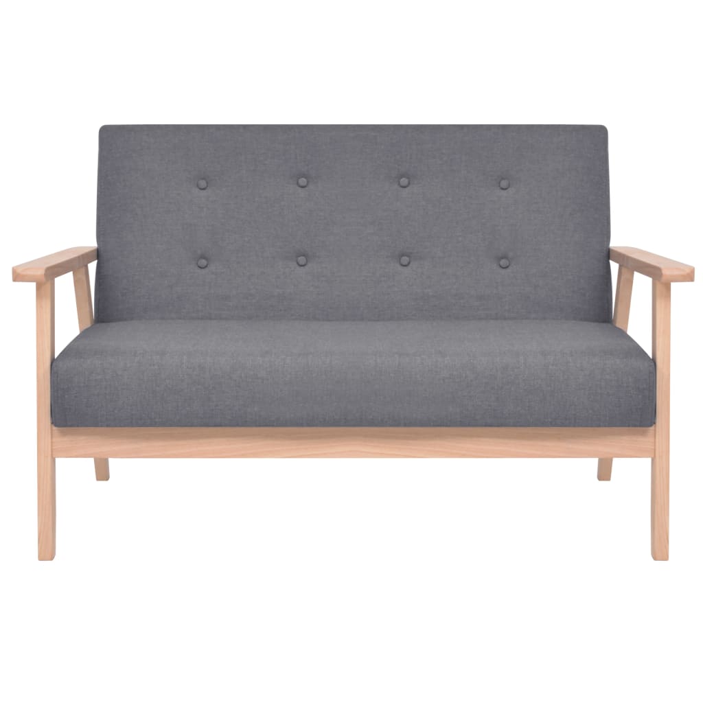 vidaXL Canapea cu 2 locuri, gri închis, material textil